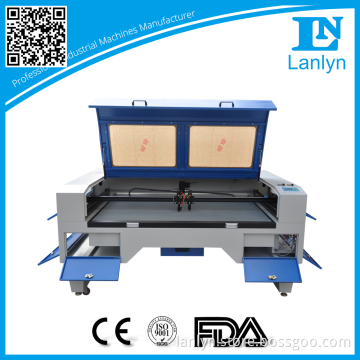 China Machinery Fabric / Leather Dual Heads Laser Engraver Machine with Fast Speed